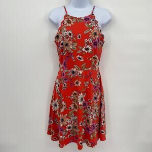 The General Good Floral Halter A-Line Red Mini Dress Size Small